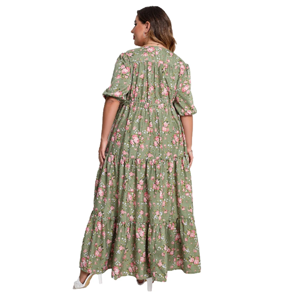 Plus Size Summer New Style Floral Print Bohemian Holiday Beach Dresses For Women