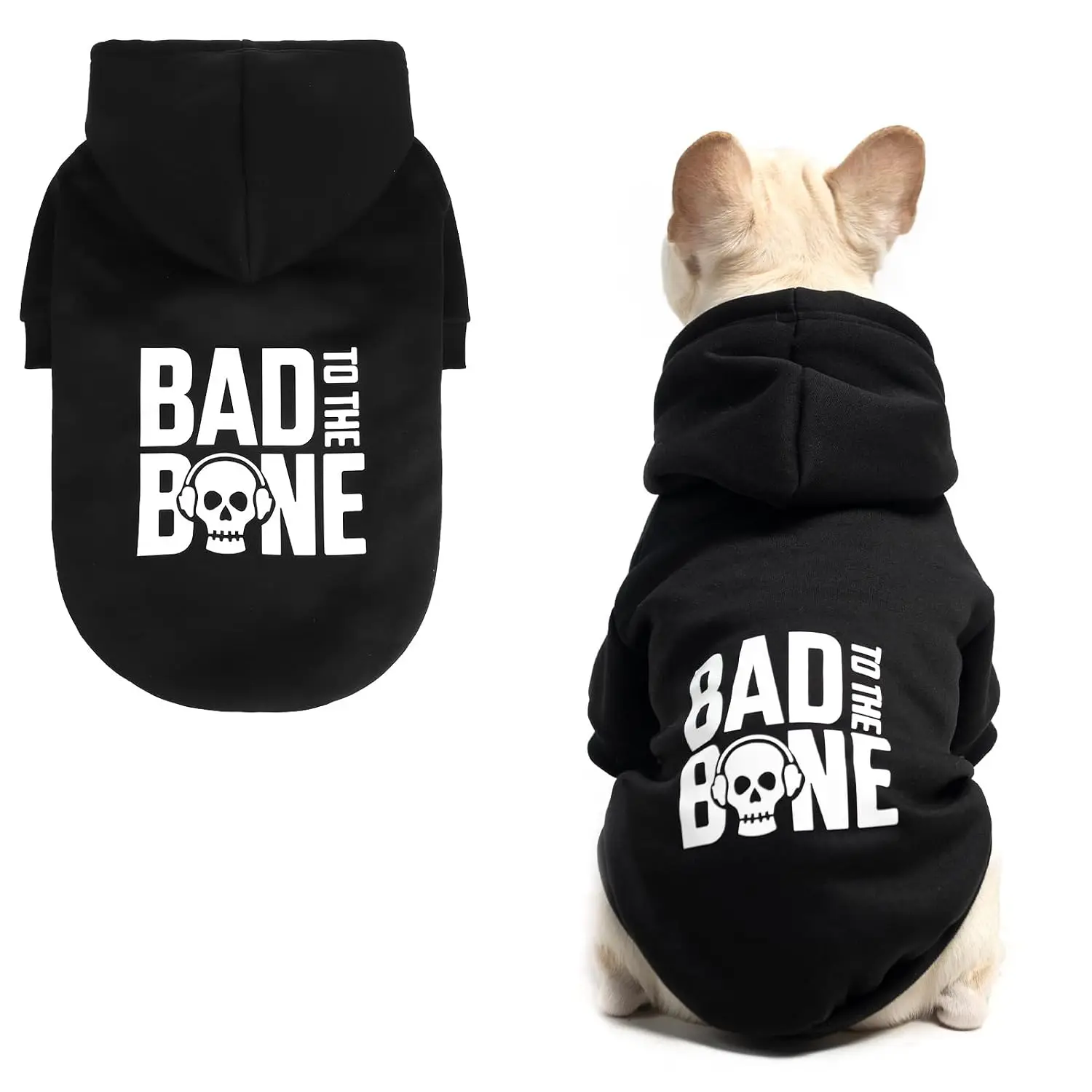 Soft Pullover Dog Hoodie Sweater for Medium Dogs, Black M, Customized