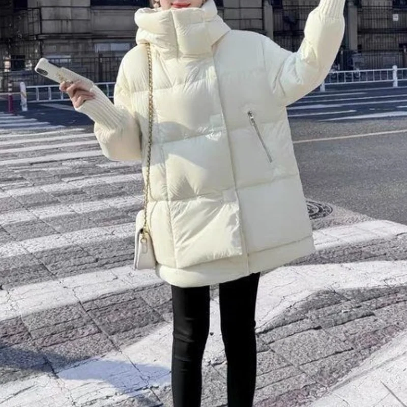 Women\'s Korean Winter Coat, Casual Down Jacket, Loose Thick Outerwear, Mid-length Warm Coats, Female Fashion, New, 2024