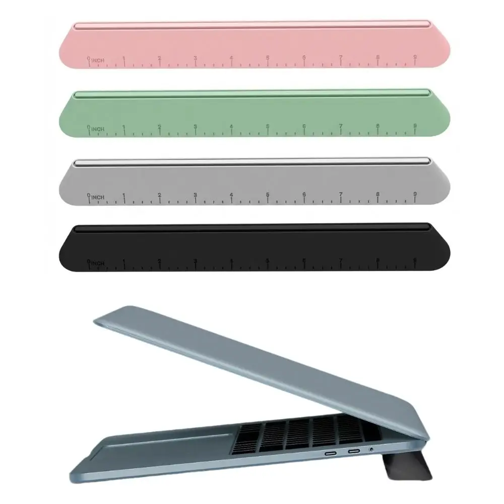 3 in 1 Silicone Laptop Stand Ergonomic Solid Color Laptop Cooling Stand Oval Base Adjustable Keyboard Riser for Typing/Reading