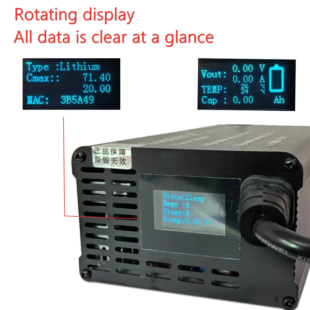 20A Adjustable 12V 24V 48V 60V 72V 84V 54.6V Li-ion Lifepo4 Lithium Battery Charger 4S 8S 13S 14S 16S 20S 24S fast charge parts