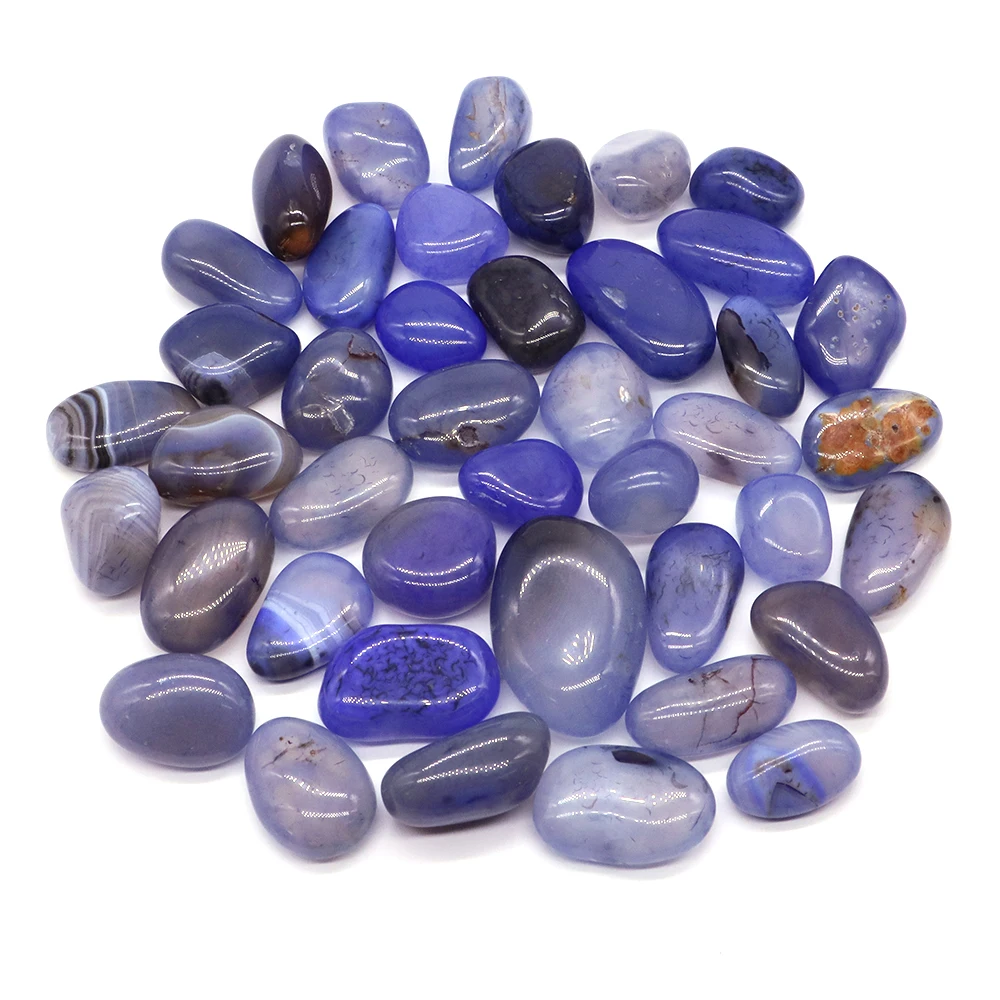 Natural Blue Agate Tumbled Stone Bulk Healing Energy Crystal Mineral Specime Reiki Gems Aquarium Tank Home Decor Lots Wholesal