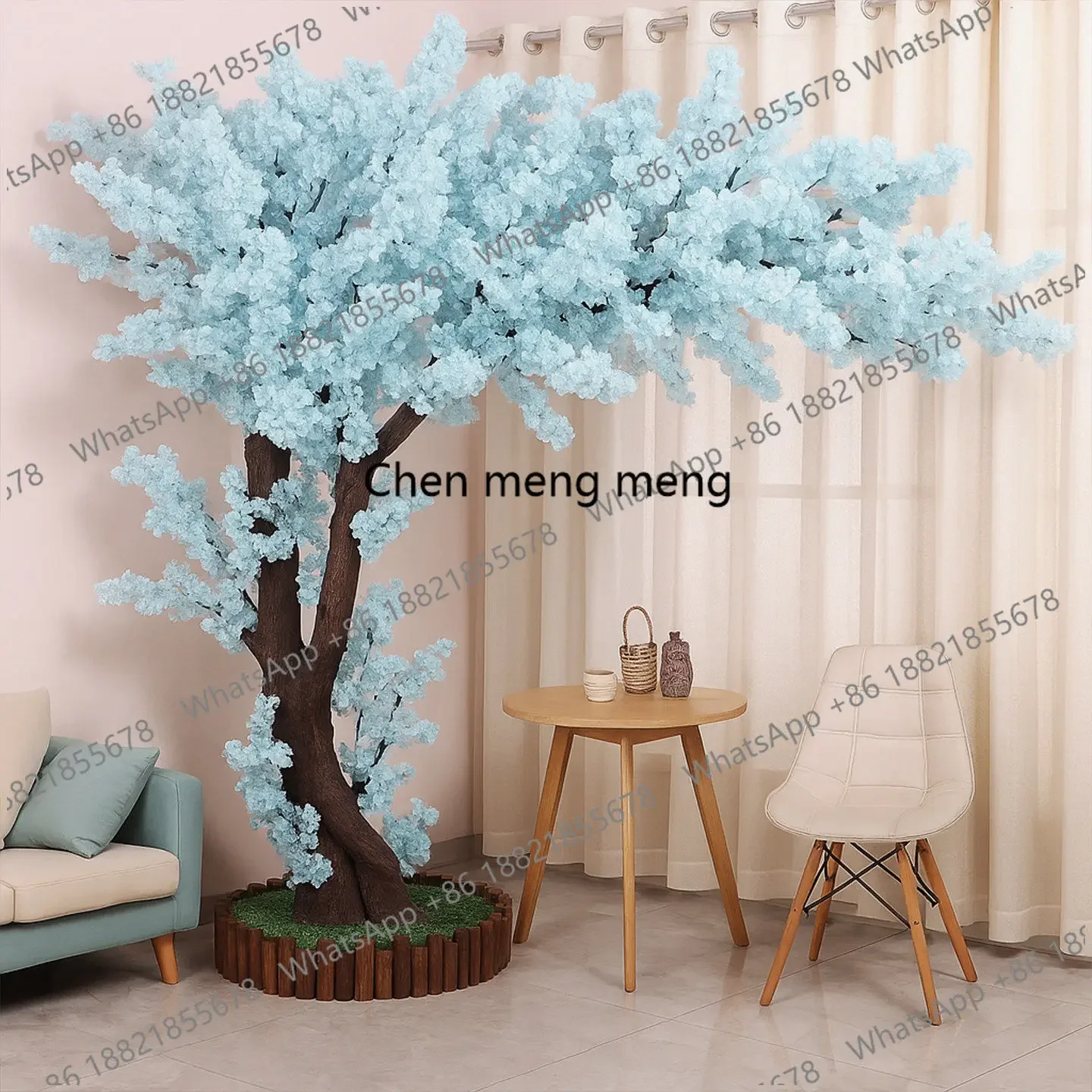 CC182 Simulation blue cherry tree fake tree shopping mall hotel window large indoor and outdoor decoration
