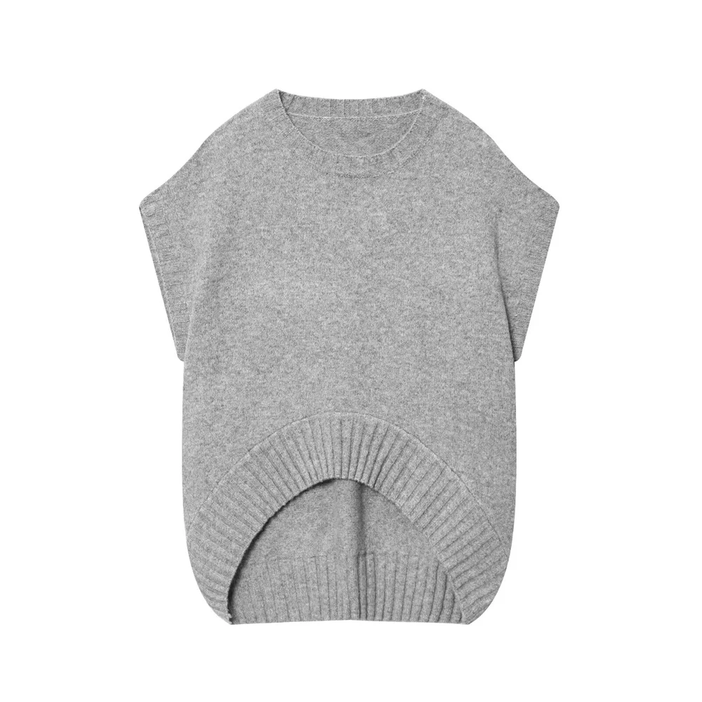 Fashion women's new European and American style casual loose sleeveless round neck knitted vest vest vest vest