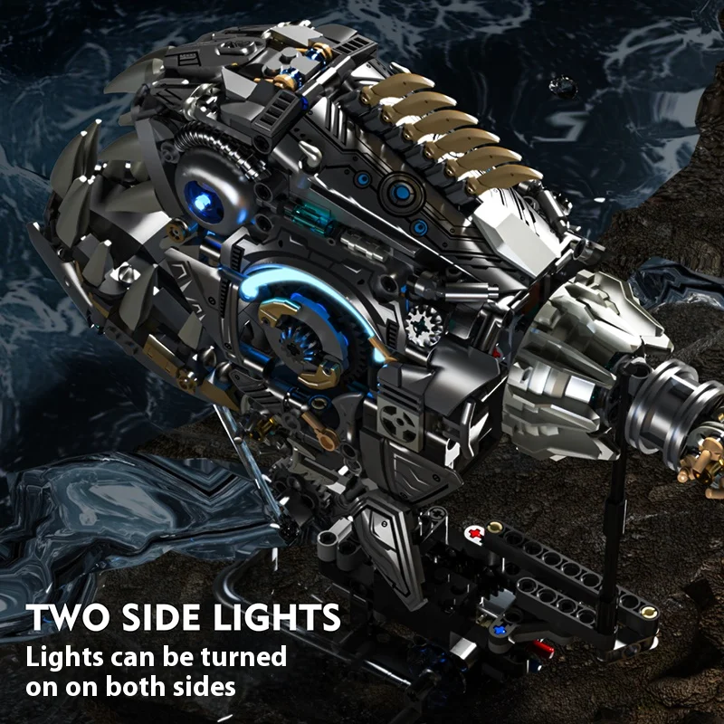 Mechanische Tierbausteine – Piranha-Hai-Modell, kreatives Bausatz für Kinder, Lernspielzeug, Geschenk