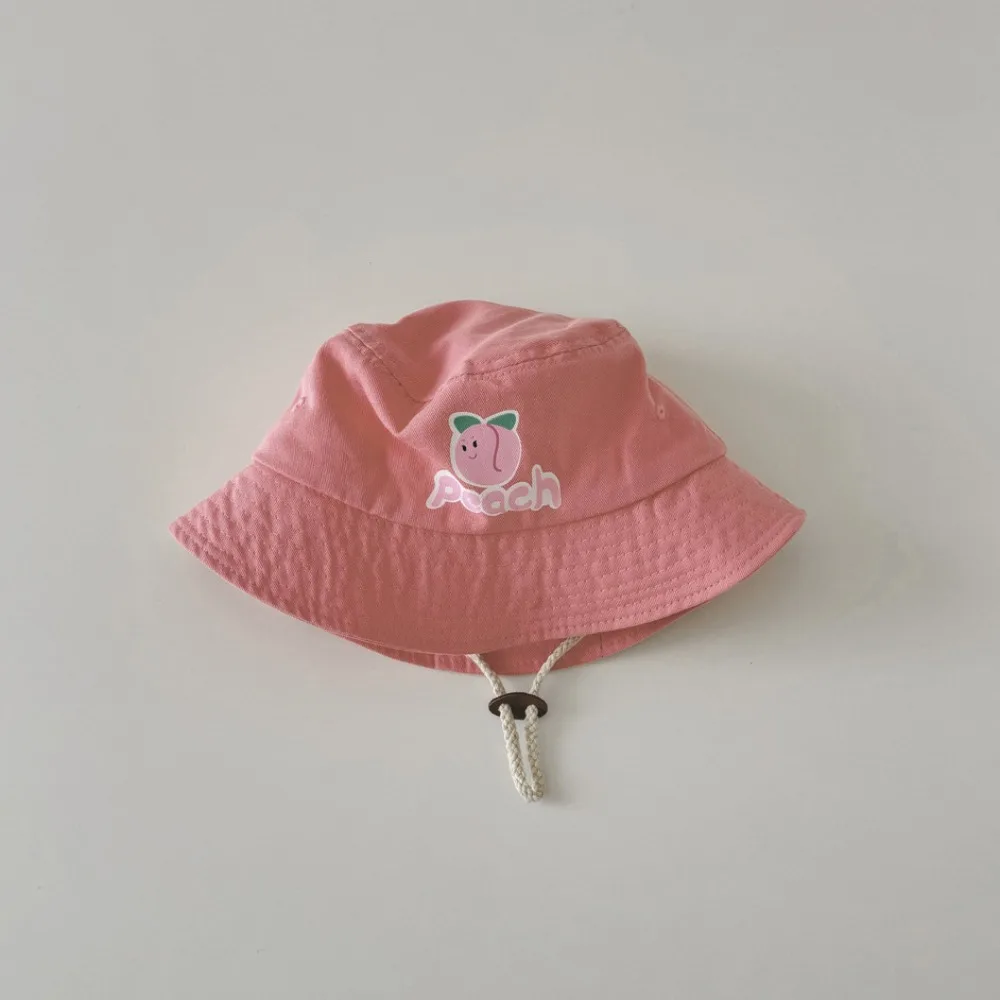 

Drawstring Candy Color Bucket Hat Korean Style Anti-UV Children's Fishmen Hat Casual Fruit Kid Summer Sun Hat Mountaineering Cap