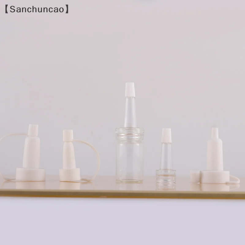 〔San〕5Pcs Clear/Tea Color 13/20mm White Tip Spout Cap Ampoule Serum Lids Flared Shape Top Sealing Cap Penicillin Bottle Droppe