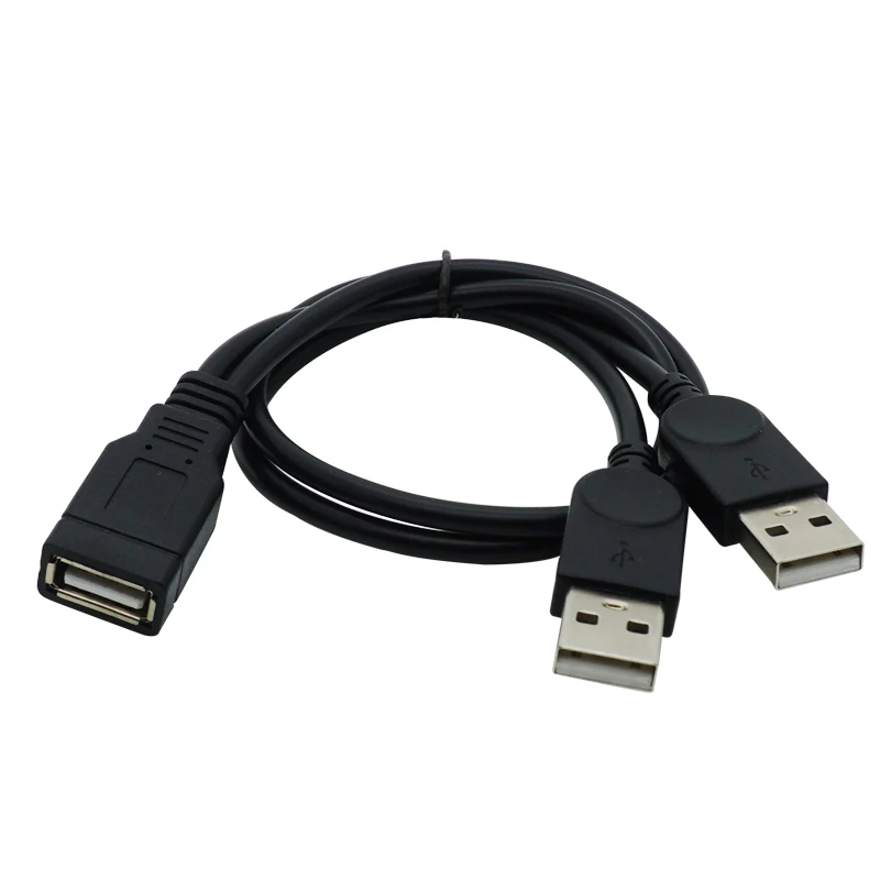 Cable adaptador de ordenador de 30cm Y 25cm, Cable USB 3,0 2,0 hembra a USB Dual macho, datos de potencia Extra Y un punto, dos cables de extensión