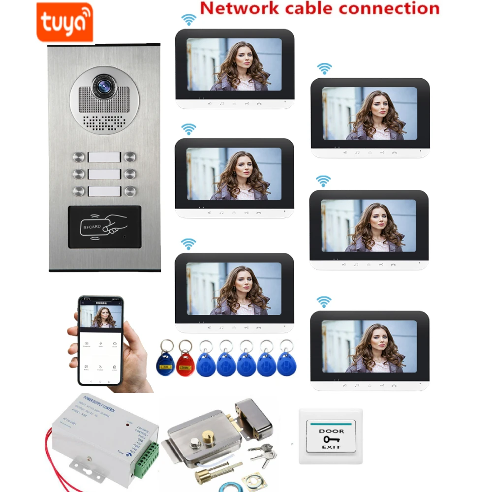 WIFI IP Intercom TUYA System Smart Life APP Video Intercom for Home Video Doorbell Camera 1080P RFID APP Unlock IP65