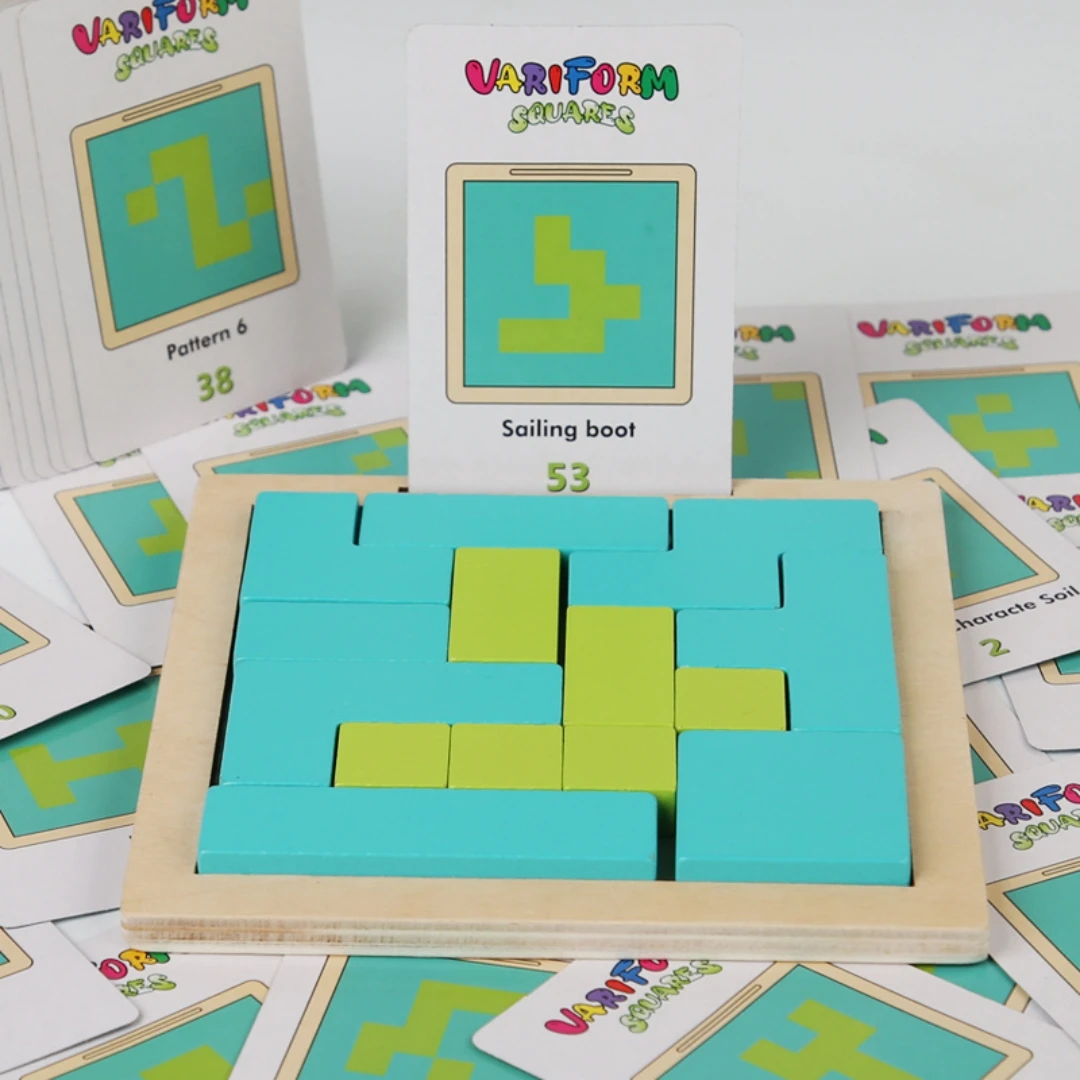 Wooden Jigsaw Puzzle Building Blocks Puzzle Toys Children's Spatial Imagination Logic Ability Edutional Solve Problems Game