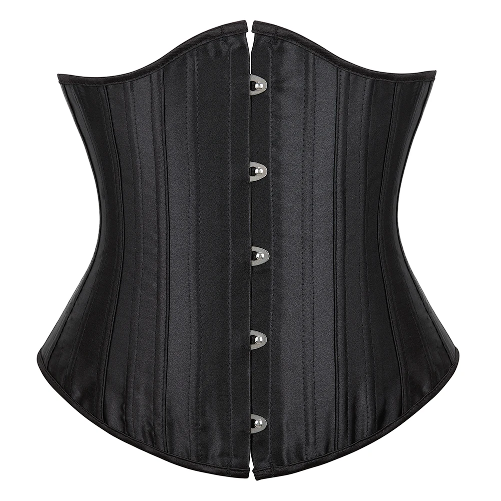 Underbust Corset 26 Steel Boned Satin Corselet Women Cupless Chest Binder Bustier