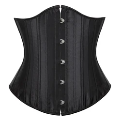 Underbust Corset 26 Steel Boned Satin Corselet Women Cupless Chest Binder Bustier