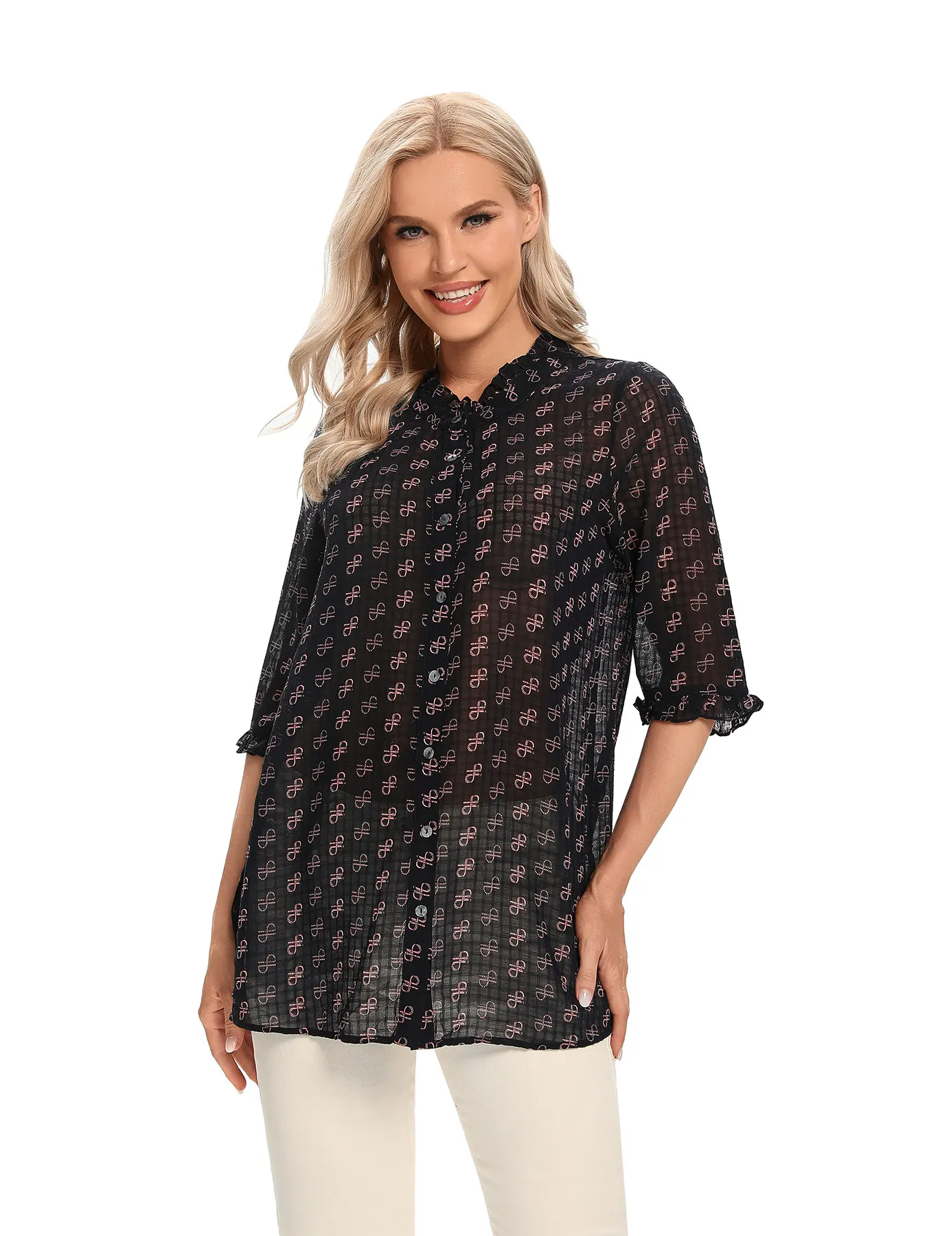 

Women Woven Fashionable Casual Shirt For Spring And Summer