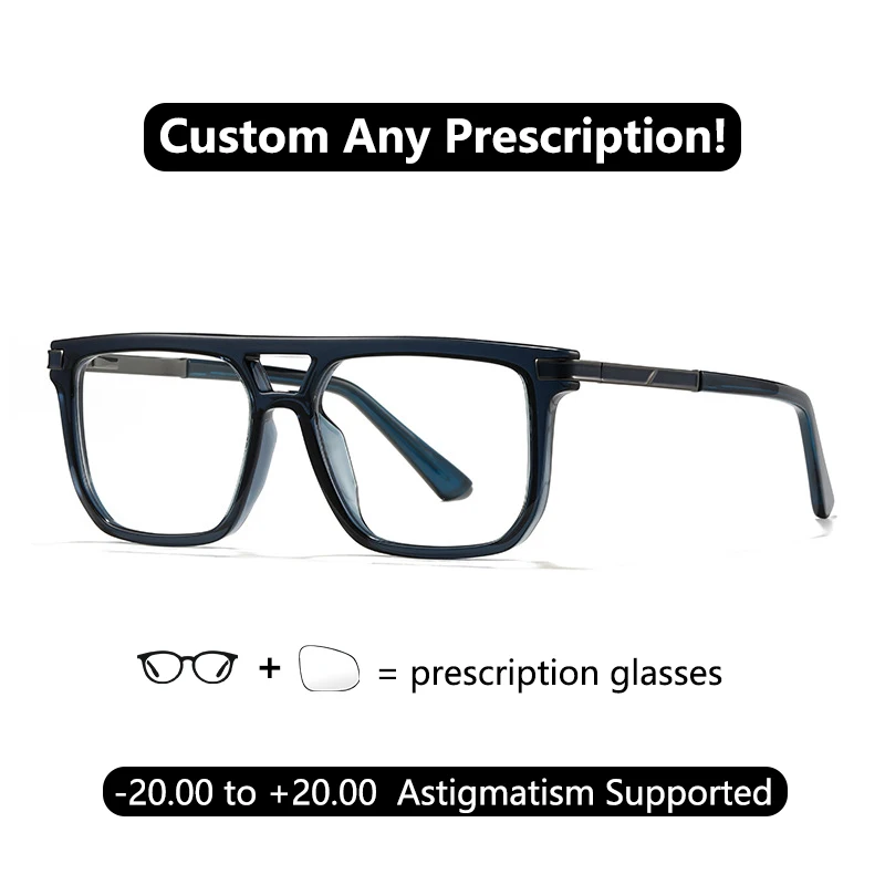 

Double-beam Aviator Retro Prescription Glasses Anti Blue Light Reading Glasses Progressive Astigmatism Prescription Glasses