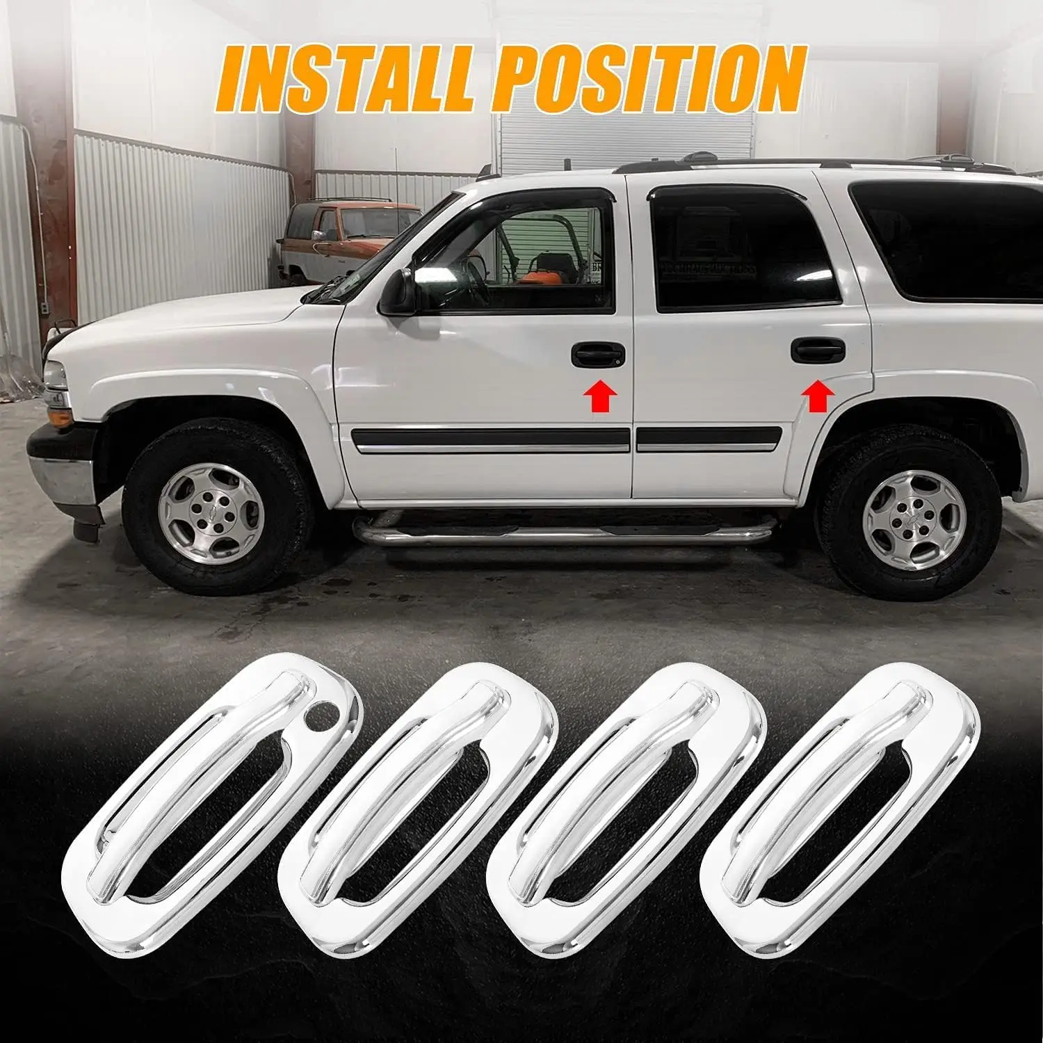

Chrome Door Handle Covers for Chevrolet Cadillac GMC Tahoe Avalanche Suburban Yukon Sierra Escalade With Passenger Side Keyhole