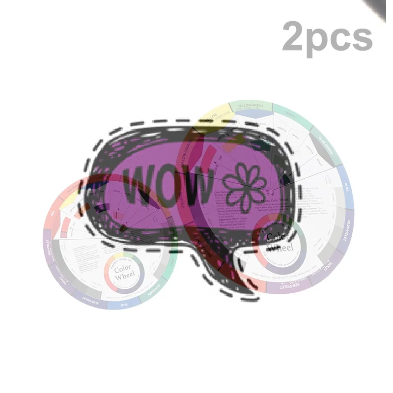 2Pcs Color Paper Card Wheel Three Tier Design Mix Guide Round Central Circle Rotates For Nails Microblading Tattoo Makeup Suppli