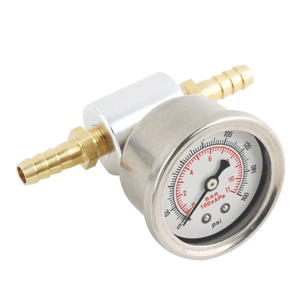 1/8 NPT Kraftstoffdruckmesser-Set 0-160 PSI 11Bar Flüssigkeitsgefüllt Stoßfest mit Kraftstoffleitung T-Adapter 6AN Anschlüsse Universal – Detail 11