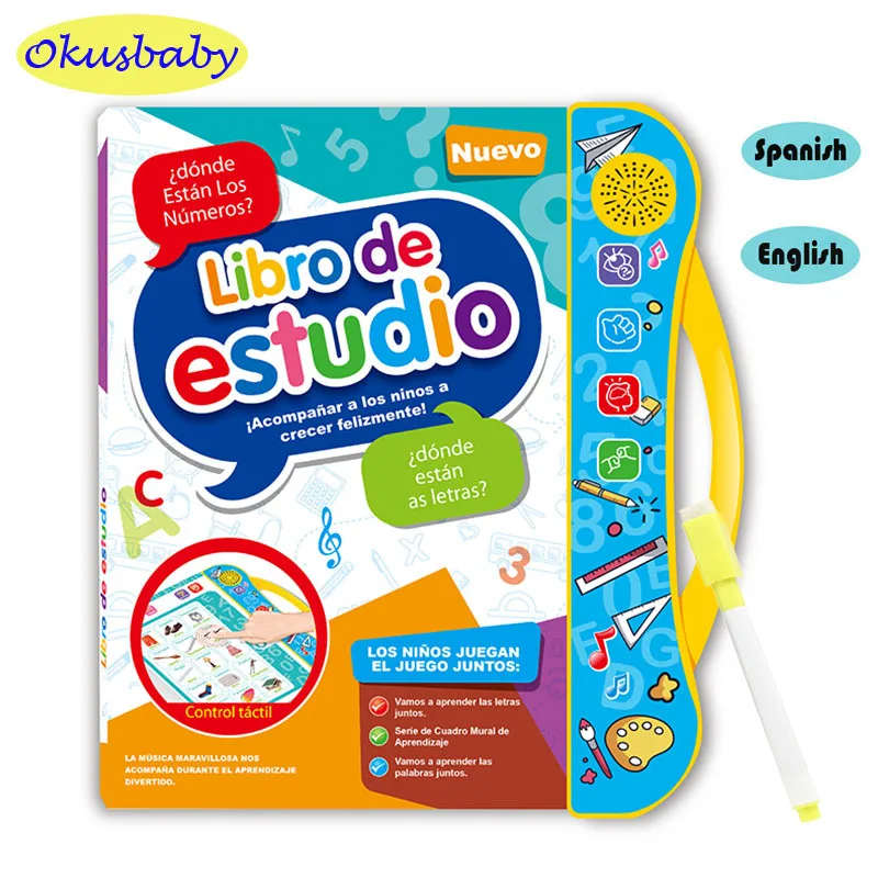 Study Spanish and English Voice Electronic Book Children's Early Education Finger Point reading Smart Toys Baby Language e-books