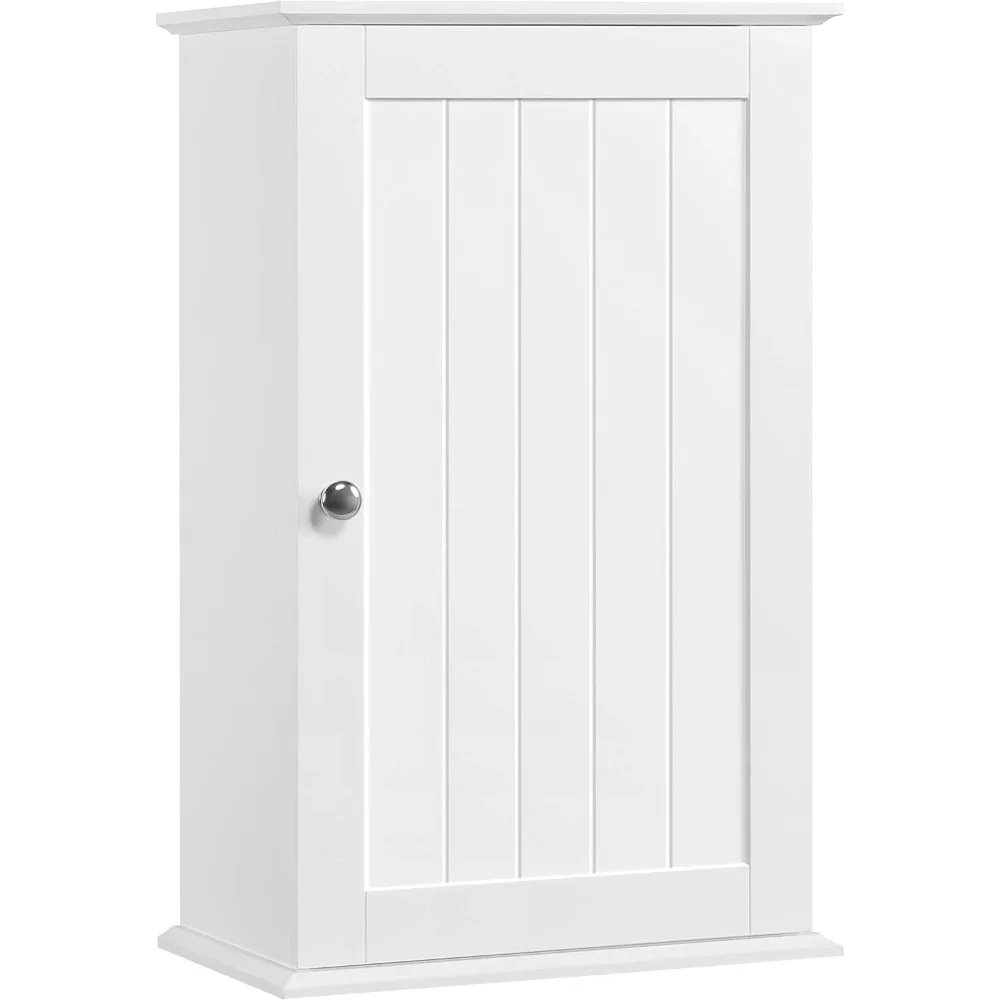 Pensile, mobiletto da bagno con anta e ripiano regolabili, pensile, bianco