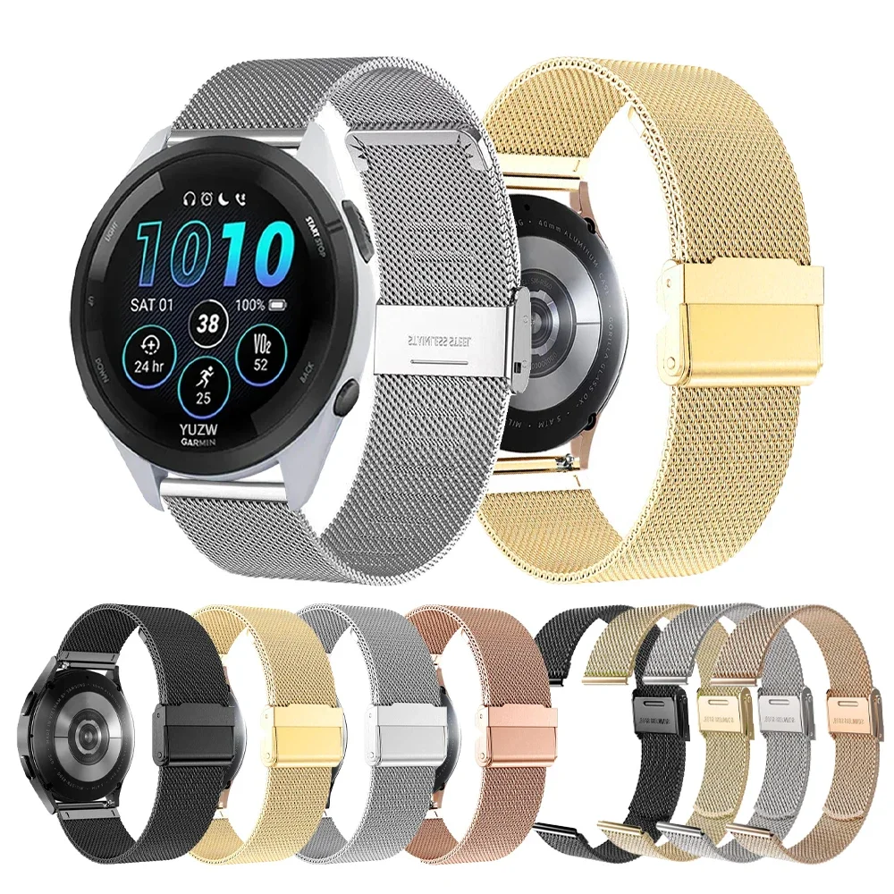 Cinturino in acciaio inossidabile per Garmin Forerunner 265 255 245 645 Misic Strap Venu 3 2 Plus Sq/Vivoactive 5 4 20mm 22mm Bracciale in metallo