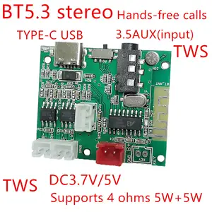 Bilashmart BackShell Product Promotion Multifunction Speaker DIY 5.3 BT Module 5V 5w+5w tws Power Amplifier Board 3.5aux Wireless PCBA Board