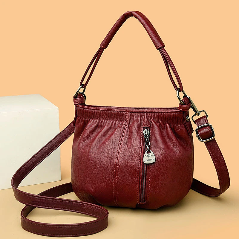 New Soft Leather Handbags for Women Vintage Shoulder Tote Bag Luxury Designer Ladies Large Capacity Bags Purse Wallet