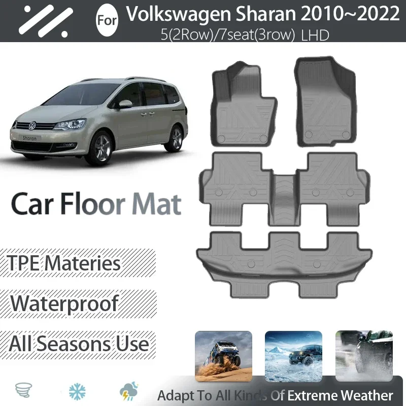 

Car Floor Mats For VW Volkswagen Sharan SEAT Alhambra 7N 2012~2020 5seat 7seat Waterproof Pads LHD Foot Carpets Auto Accessories