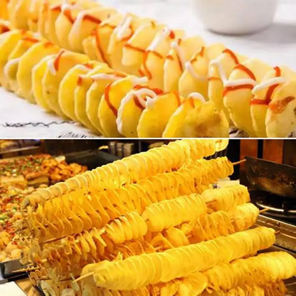 Automatic Stainless Steel Spiral Slicer for Potatoes, Fruits, and Vegetables