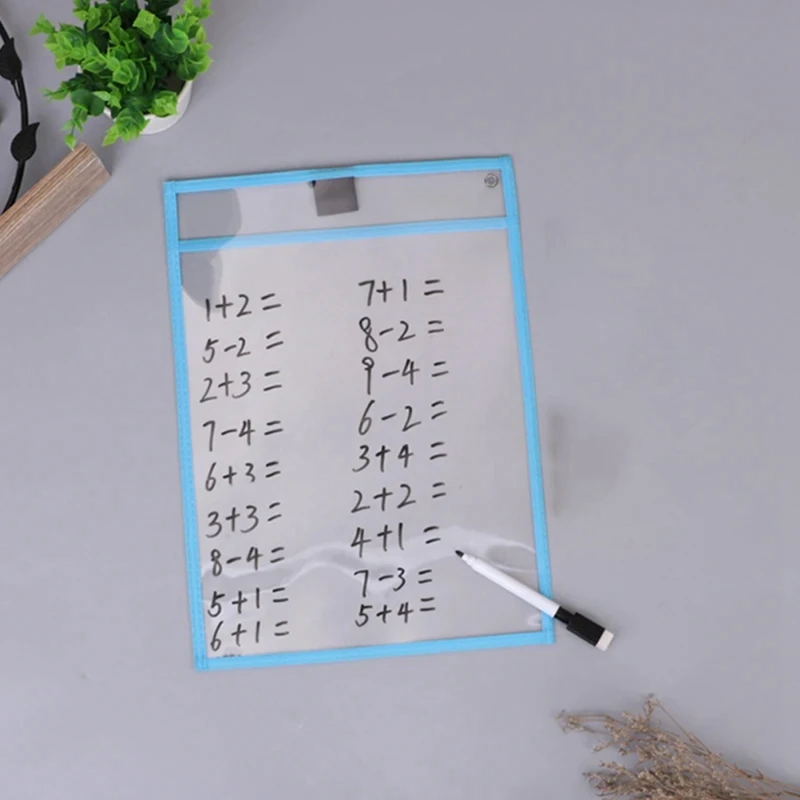 10Pcs Transparent File Pocket Folder Sleeves Oversized Reusable Dry Erase Clear Stationery Storage Folder File Pouch