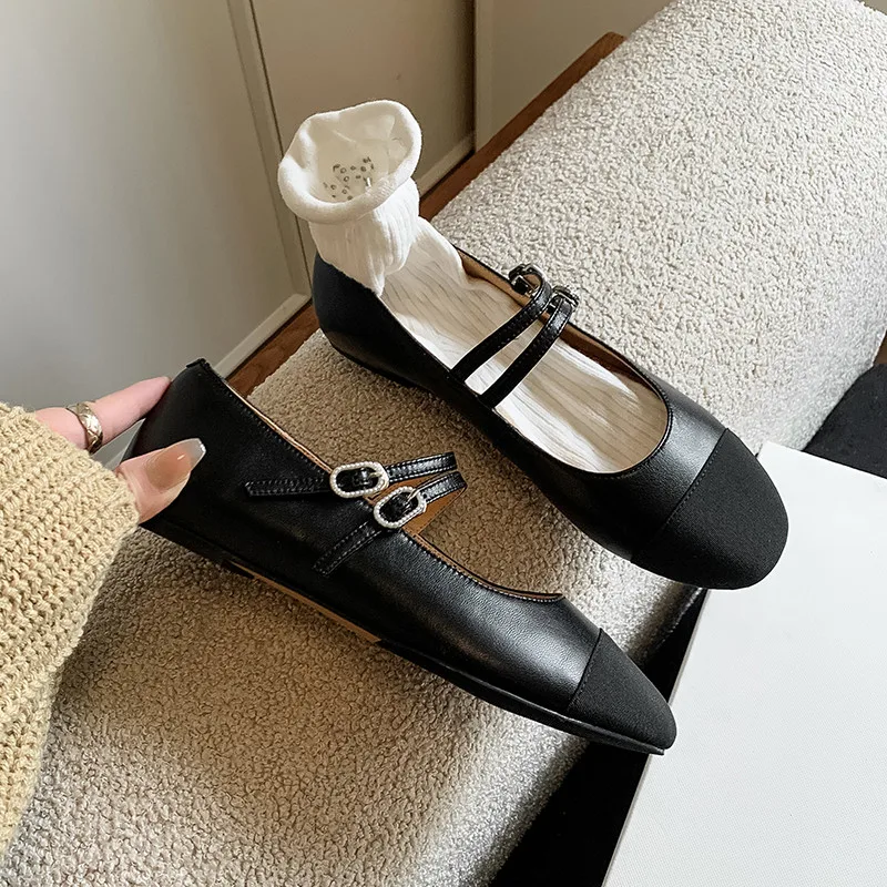 

MKKHOU модные туфли на плоской подошве, новые женские туфли высокого качества из натуральной кожи, туфли на плоской подошве с пряжкой на ремне, женская обувь