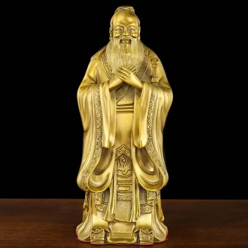 Copper Study People Confucius Statue Ornaments Crafts Furniture Home Living Decor