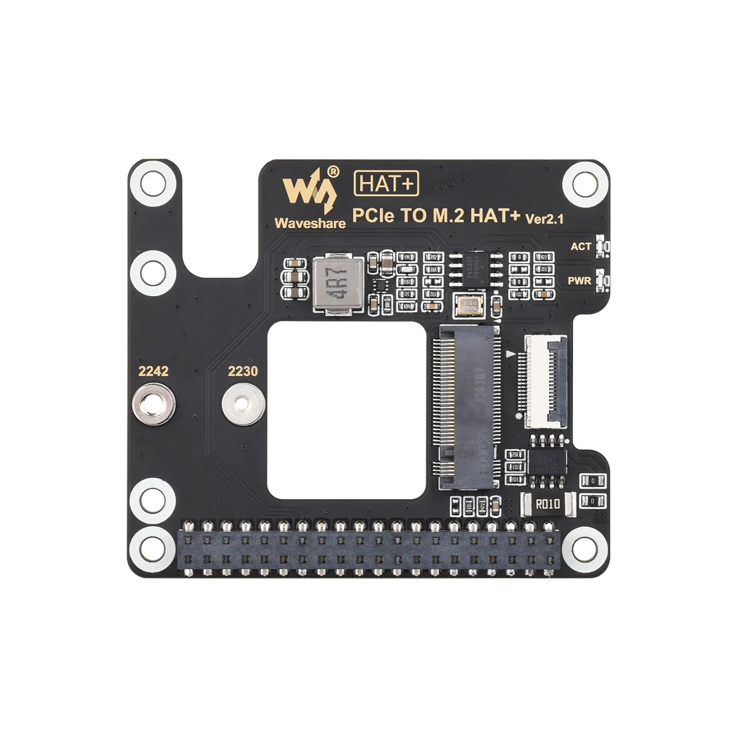 Raspberry Pi 5 HAT+ Adapter Board PCIe to M.2 Compatible with 2230-2280 NVMe SSD