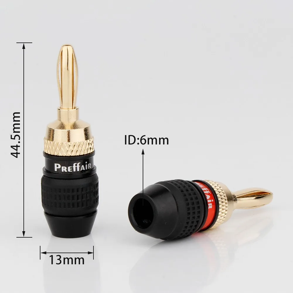 Preffair ba1473g banana plugues 8/10pcs alto-falante cabos plugues rapidamente conectar 24k chapeamento de ouro no conector e dentes de friso