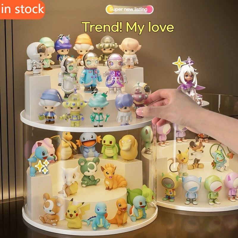 

Rotating Blind Box Storage Display Stand Action Figures Display Cabinet Dust-Proof Acrylic Mystery Box Display Box Doll Orgnizer