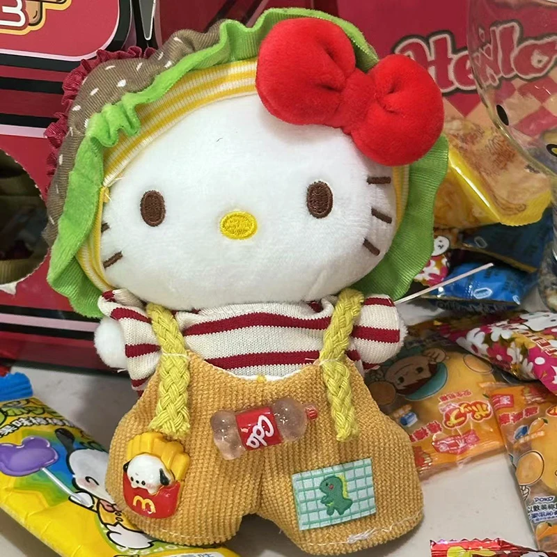 Breloczek pluszowy z motywem jedzenia Sanrio, urocza maskotka Hello Kitty, zawieszka do torby, prezent dla dziewczynek na urodziny