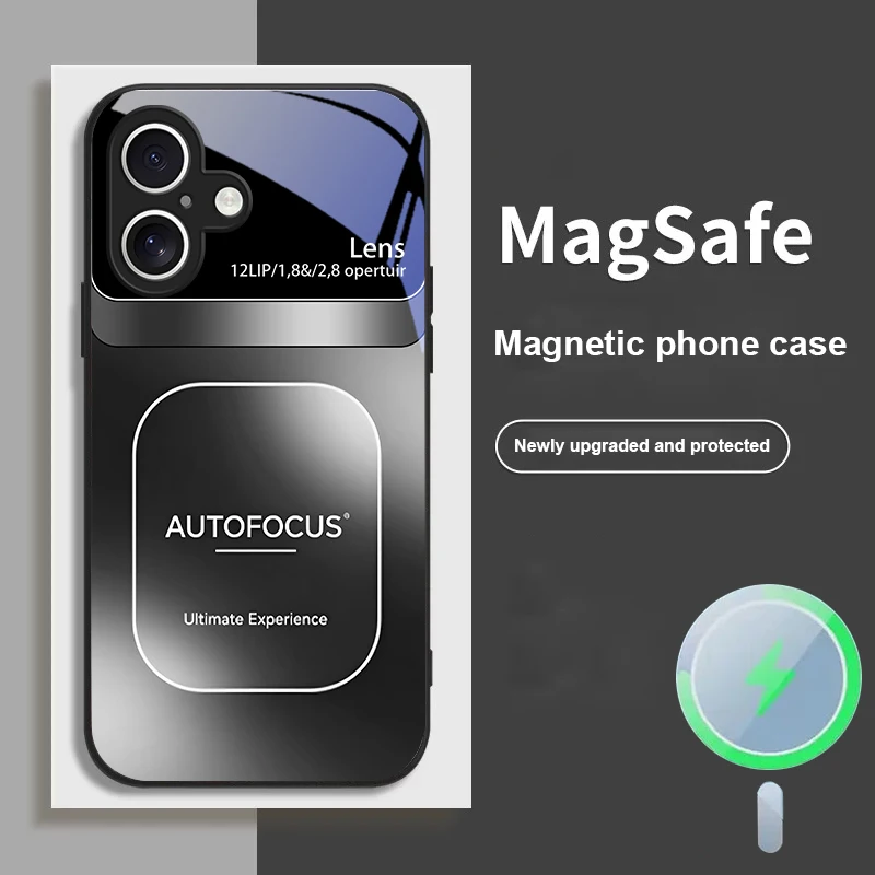 

Excellent gradient gray For Magsafe iPhone 17 Pro Max 16E 15 Pro 14 13 Plus 12 mini 11 XR Xs X 7 8 16 17 Air Glass Phone Case