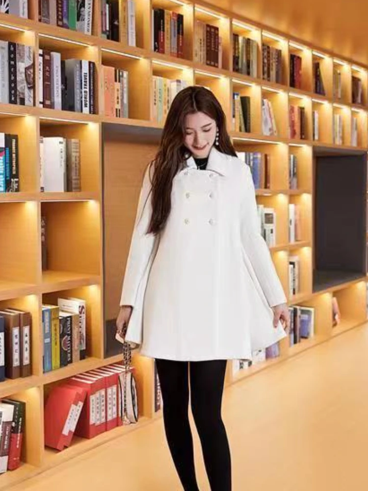 Manteau en Mélange pour Femme, Vêtement d'Extérieur Élégant, Streetwear, Mode Coréenne, Design Doux, Automne Hiver