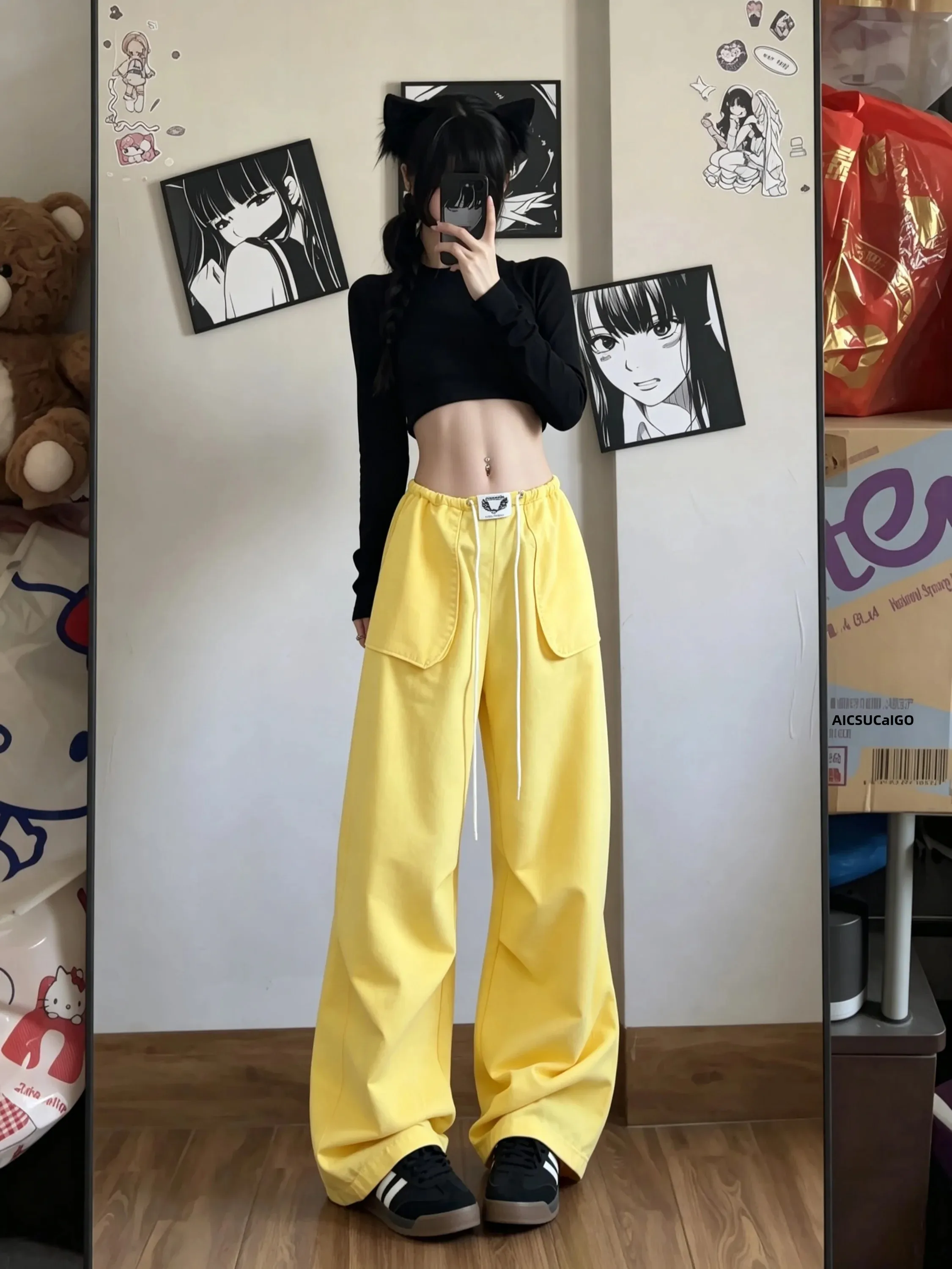 

Quick Dry Wide Leg Casual Jazz Dance Women's Sports Pants Summer American Style Sweatpants High Waist Comfortable Commute Wind