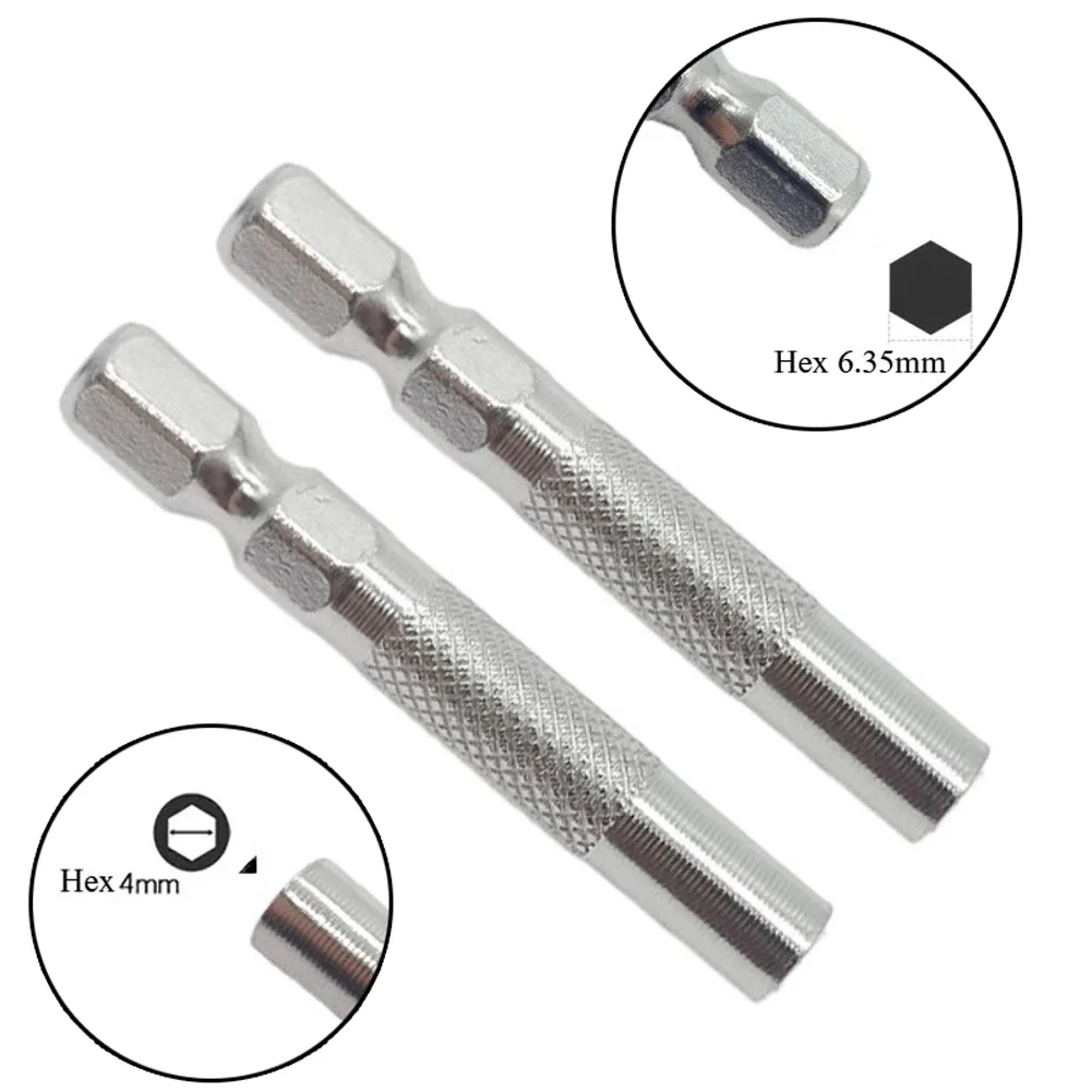 2pcs Hex Shank 6.35mm Insert Bit Adapter To 4mm Electric Screwdriver Socket Holder Micro Bit Adapter Magnetic Holder Tools