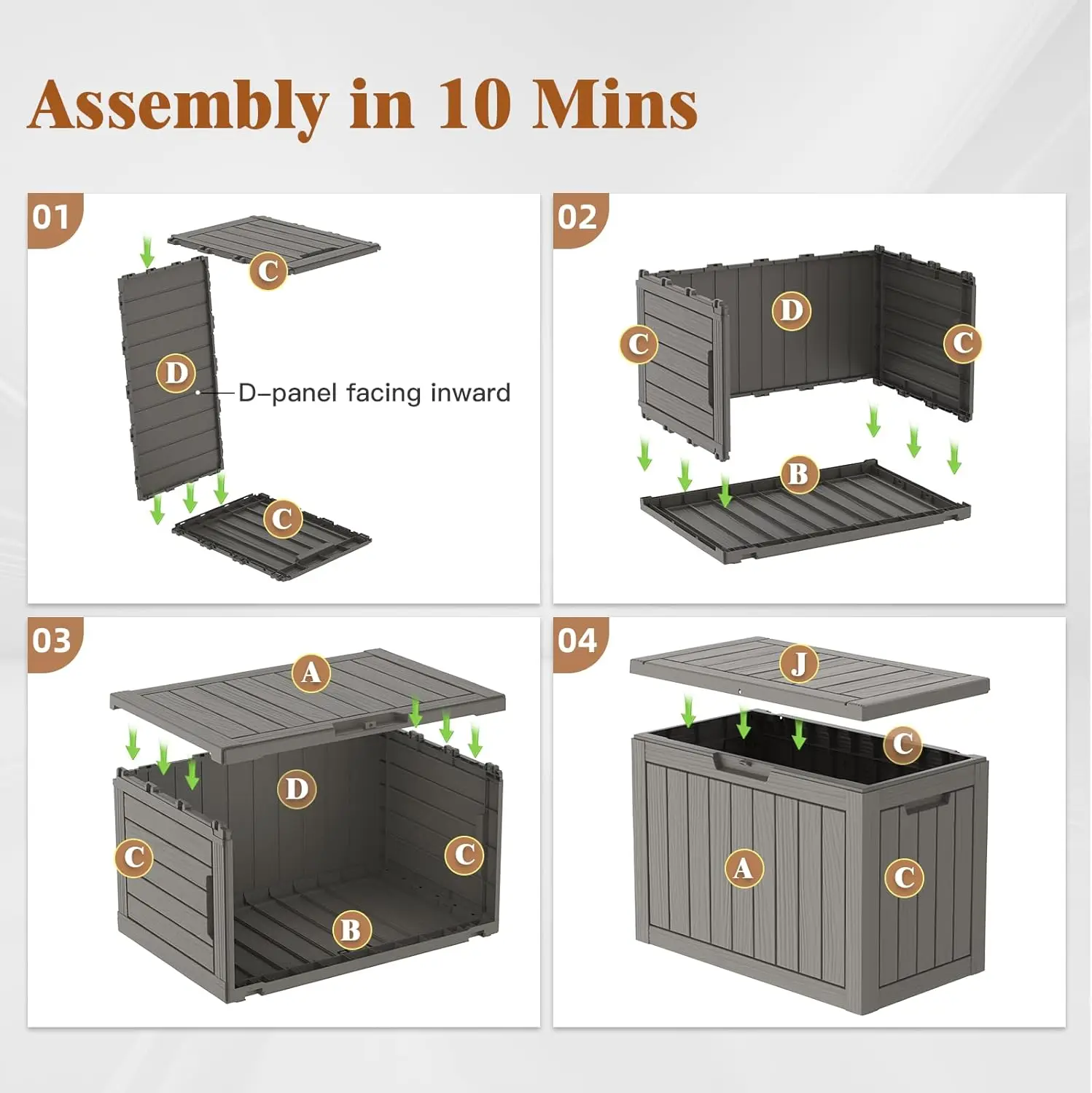 Boîte de pont noire 45Gal – Rangement extérieur étanche et résistant aux UV avec couvercle verrouillable – Pour meubles de patio/jardin