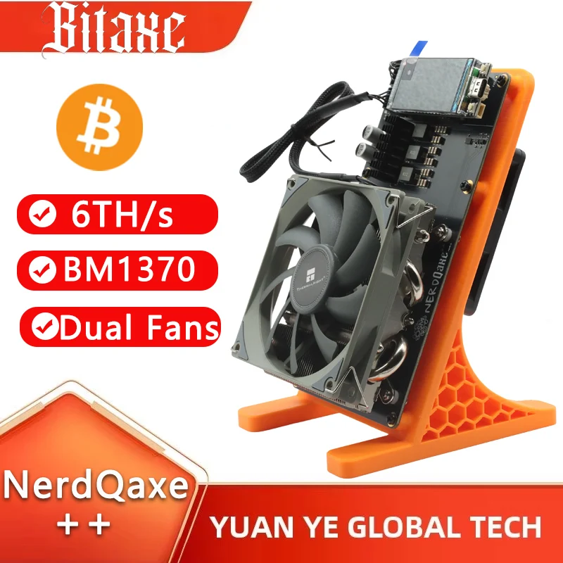 New Upgrade NerdQaxe++ 6TH/s Rev 6.1 100W Dual Fans Asic Bitcoins Miner Solo BTC 2.4G WiFi Open-Source Mining Machine