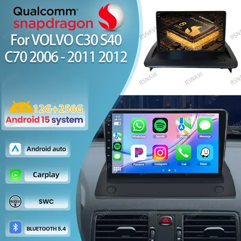 안드로이드 15 자동차 라디오 볼보 C30 S40 C70 2006 2007 2008 - 2011 2012 네비게이션 시스템 멀티미디어 DVD 무선 오토라디오