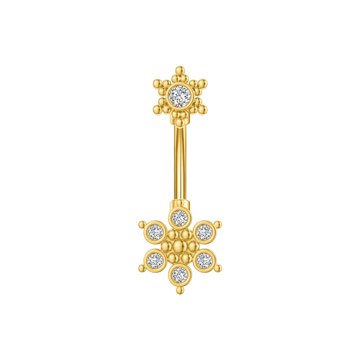Crown Heart Dangled Belly Button Rings with Butterfly Drop