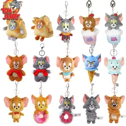 Hot 10cm Tom and Jerry Plush Keychain Mouse and Cat Cartoon Plushie Stuffed Animal Pou Doll for Kids Birthday Gift