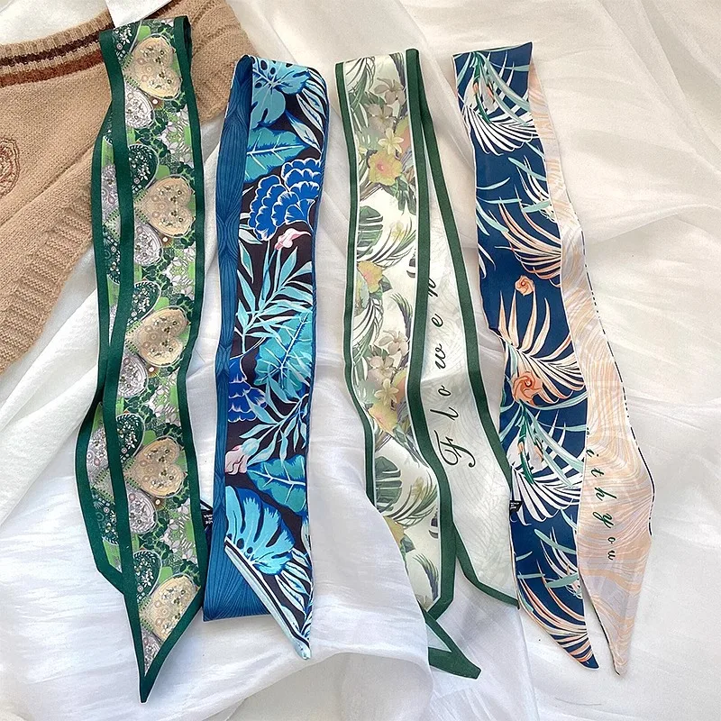

Summer Travel All Match Ribbon Ponytail Hair Band Narrow Long Bag Strap Multi Functional Small Silk Scarf Women Hair Accessories