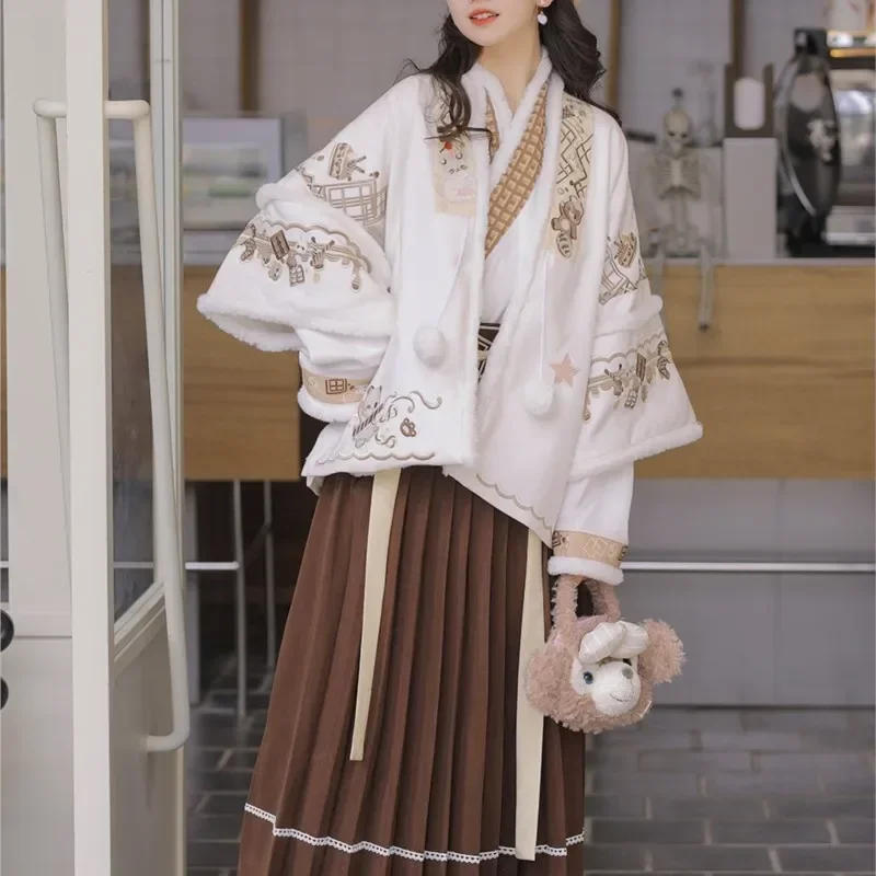 Winter Original Hanfu Dress Women Coat Daily Improvement Chinese Style Han Elements New Year's Greeting Costume Ancient Costume