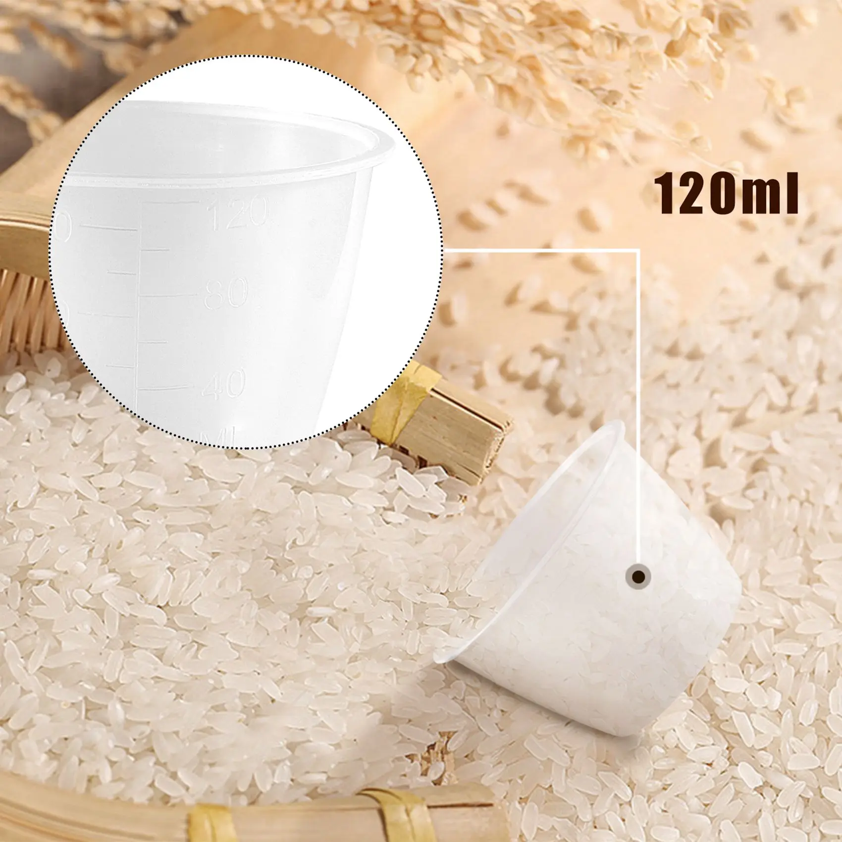 Copo De Medição De Arroz De Fogão Elétrico De Plástico, Branco Claro, 120ml, 2Pcs