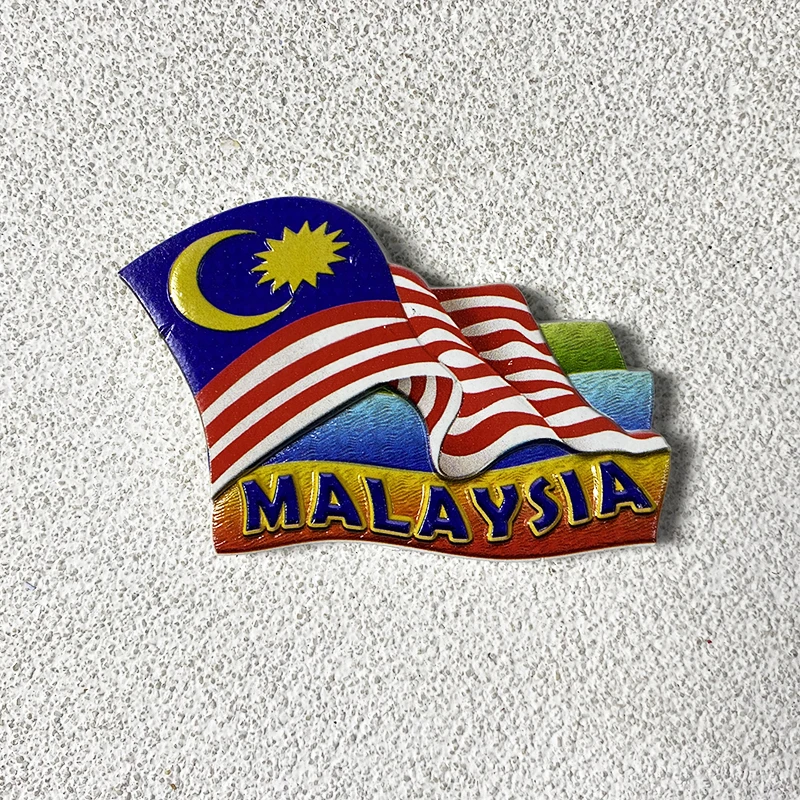 

Malaysia tourism souvenirs ins high appearance level influencer decoration 3d stereo flag magnetic refrigerator sticker