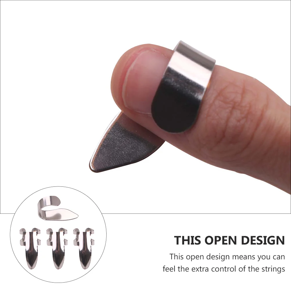 

Guitar Finger Cots Picks Acoustic Pluck Tools Electric Fingers Fingerpick Ring Stainless Steel Durable Comfortable Strings