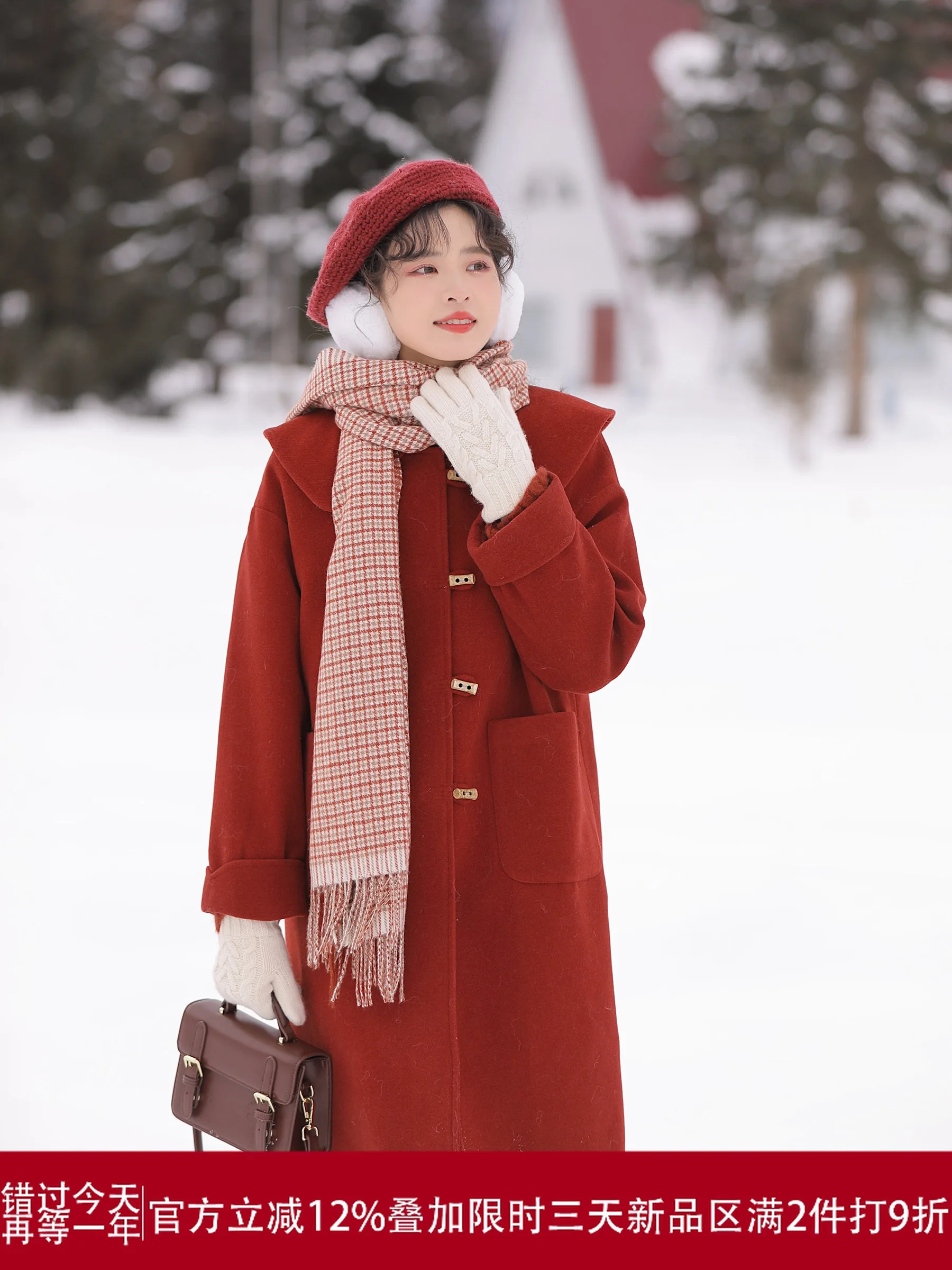 

Red Woolen Coat for Women Sweet Sle Long Sve Button Decoration Winter Faion Outerwear Perfect for New Year And Spring ...